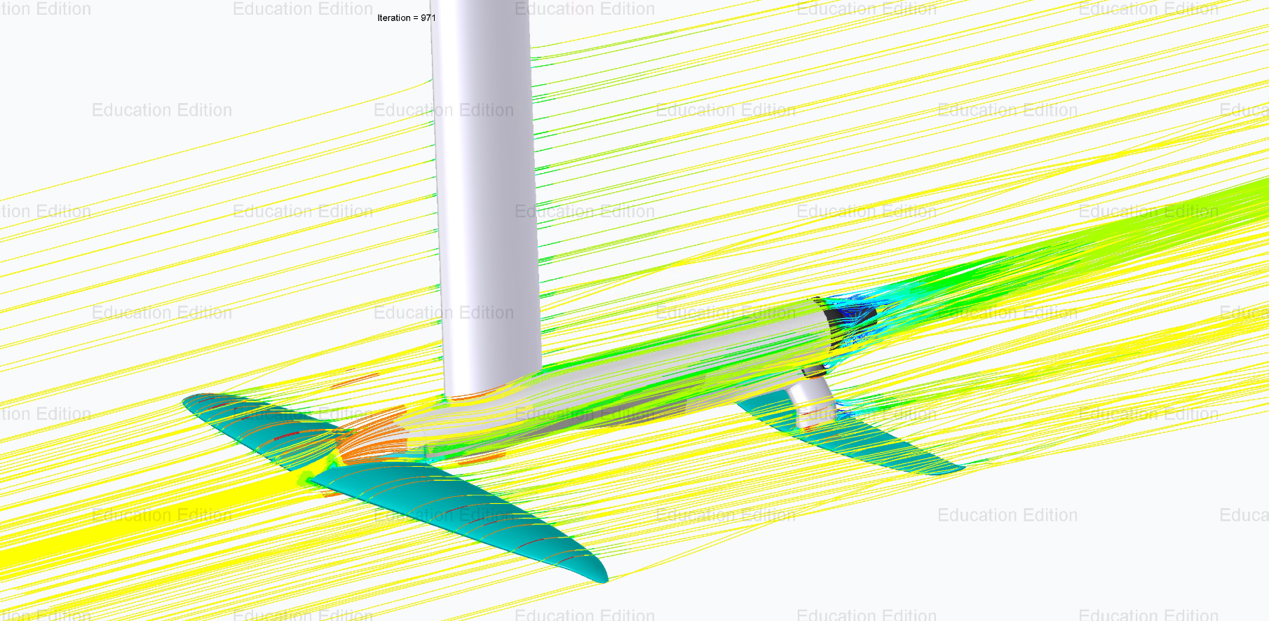 CFD flow simulation of hydrofoil front view