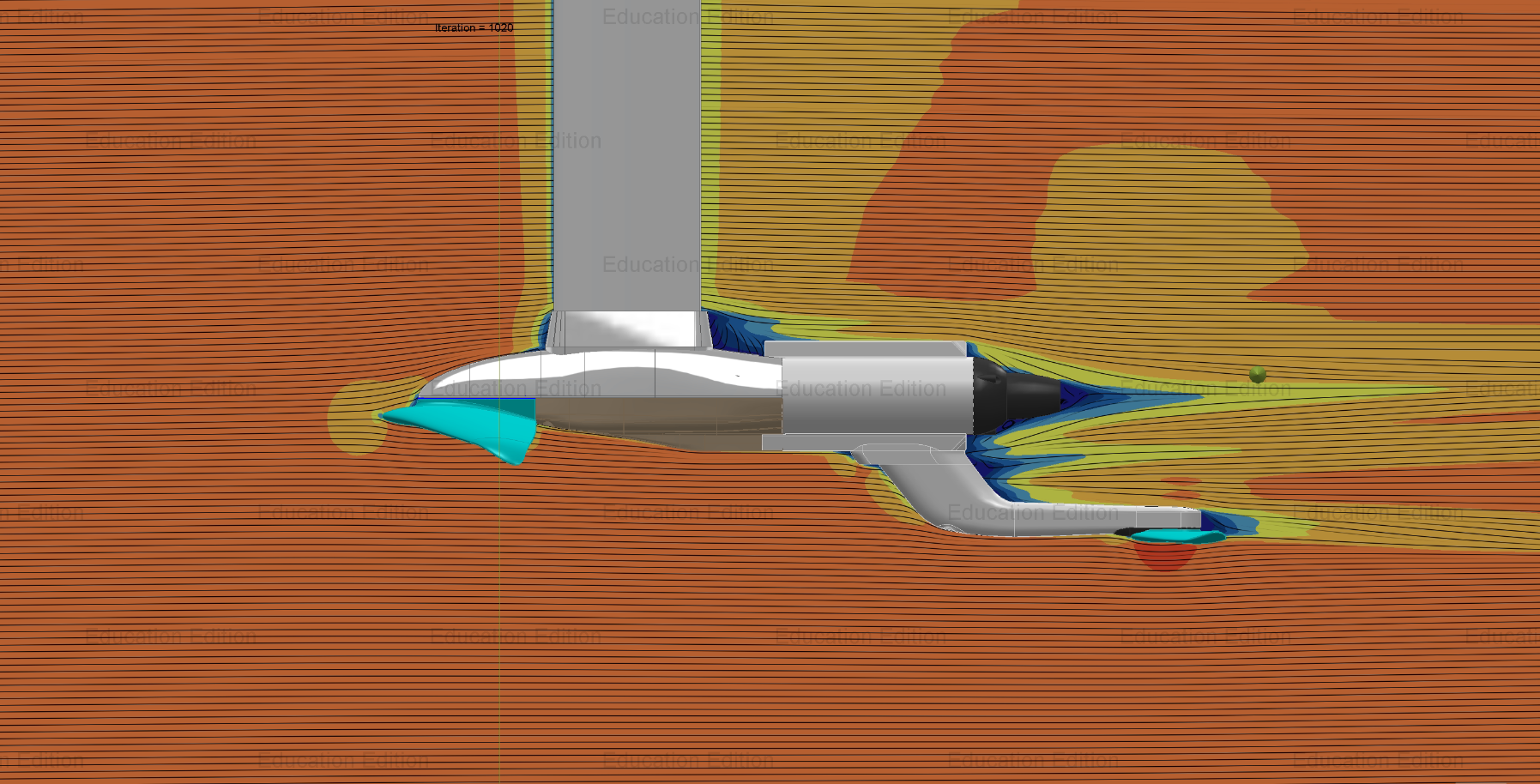 CFD flow simulation of hydrofoil side view